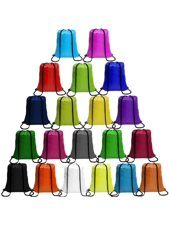 Drawstring Bags Bulk 60 Pcs Drawstring Backpack Bulk String Back Pack Gym Sport Bag for Women Nylon Draw String Bags Pack Bags 20 Colors