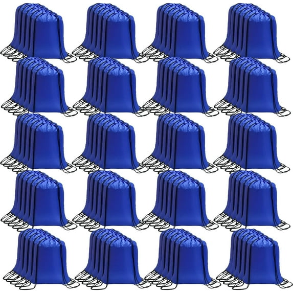 CAIHONG Drawstring Bags Bulk Drawstring Backpack Bulk String Back Pack Gym Sport Bag for Women Draw String Bags Pack Nylon Cinch Bags, Blue, 100 Pcs
