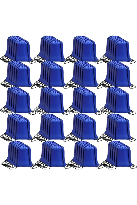 Drawstring Bags Bulk Drawstring Backpack Bulk String Back Pack Gym Sport Bag for Women Draw String Bags Pack Nylon Cinch Bags, Blue, 100 Pcs