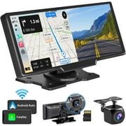 CAIHONG Portable Wireless Carplay Car Stereo with 2.5K Dash Cam, 9 HD IPS Screen, Bluetooth