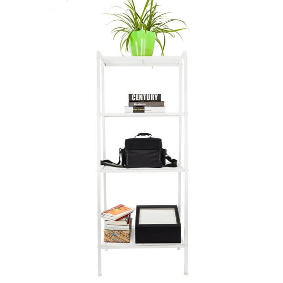 CAIHONG Widen 4-Tier Bookshelf, Free Standing Bookcase Storage Rack Shelves Plant Flower Stand with Wood Look for Living Room, Bedroom, Kitchen, Bathroom, Home Office, Balcony (White)