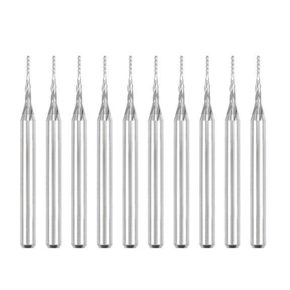 CAIJIEXI 10Pcs 0.6mm Carbide End Mill Engraving Router Bits for Pcb Machine 1/8" Shank
