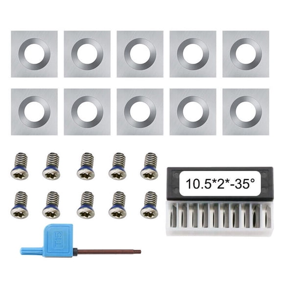 CAIJIEXI 10Pcs 10.5X10.5X2mm Square Carbide Insert Cutter for Spiral/Helical Planer