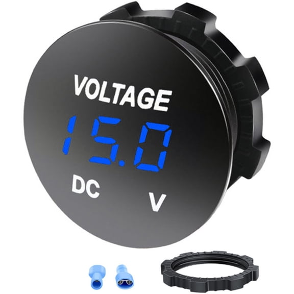 CAIJIEXI 12V 24V Voltmeter DC LED Voltmeter Compact Design Easy Installation Marine Applications Outdoor Use Real-time Monitoring blue