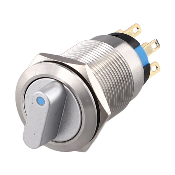 CAIJIEXI 19mm Selector Rotary Switch Latching 3Positions 2NO2NC 12-24V Push Button-Switch Blue