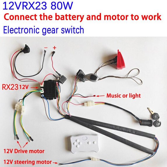 CAIJIEXI 1Set Diy Wire Switch Receiver Rc Kit with 2.4G Remote Control Baby Electric Car Controller for Kids Electric Car Modified Rx23 12V B