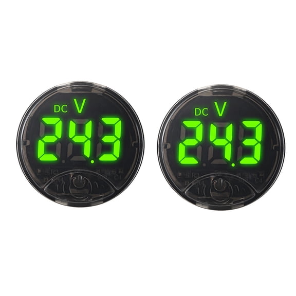 CAIJIEXI 2Pc Battery Voltmeter Display Dc7-120V Round Digital Voltmeter with Touch Switch