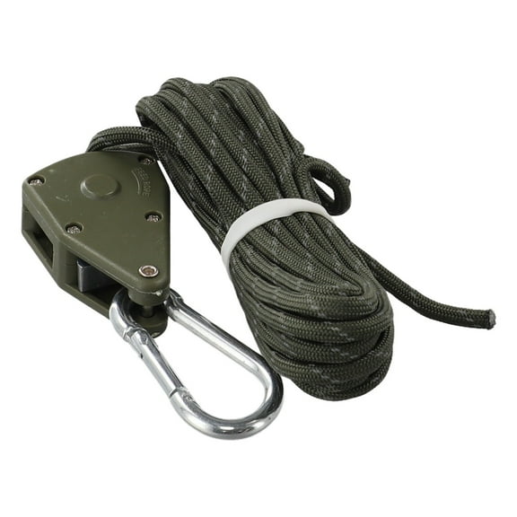 CAIJIEXI 4/5M Rope Buckle Adjustable Hook Camping Lamp Lanyard Lifting Pulley Pulley Rope Ratchet Hanger Tent Grow Plant Army Green 4 M