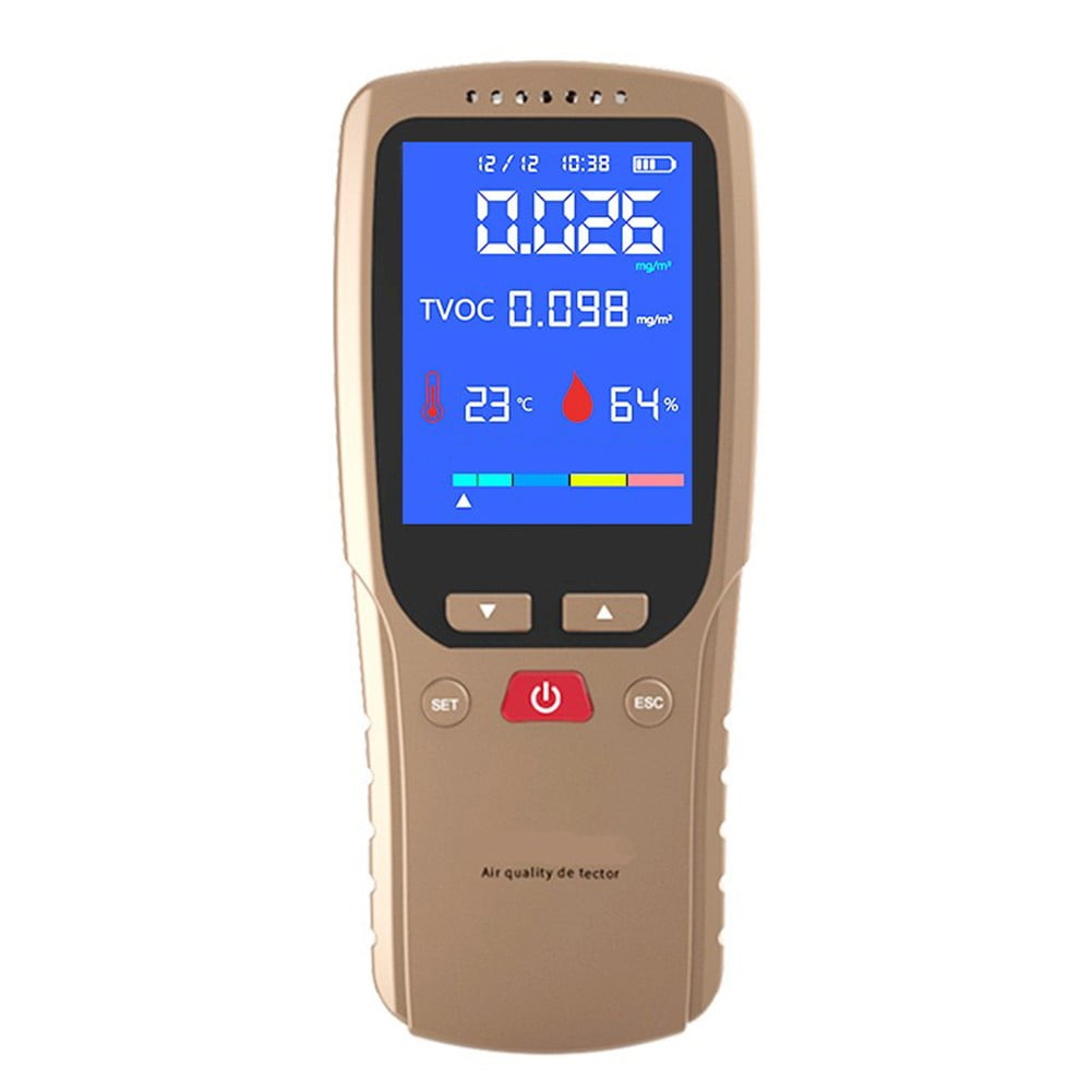 CAIJIEXI 4-in-1 Indoor Air Quality Monitor HCHO/TVOC Humidity \u0026Temperature Detector