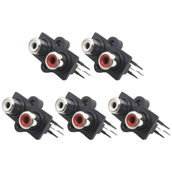 CAIJIEXI 5 PCS RCA Connector 2 Holes Stereo Audio Jack AV Audio Female Input Socket RCA Same Core Socket