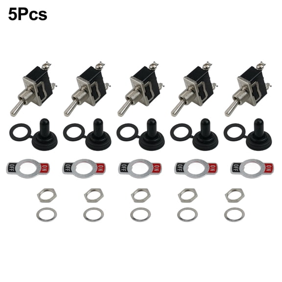 CAIJIEXI 5X Heavy Duty Boat Rocker Toggle Switches 250V 2 Pin Spst On/Off Rocker Switches Black