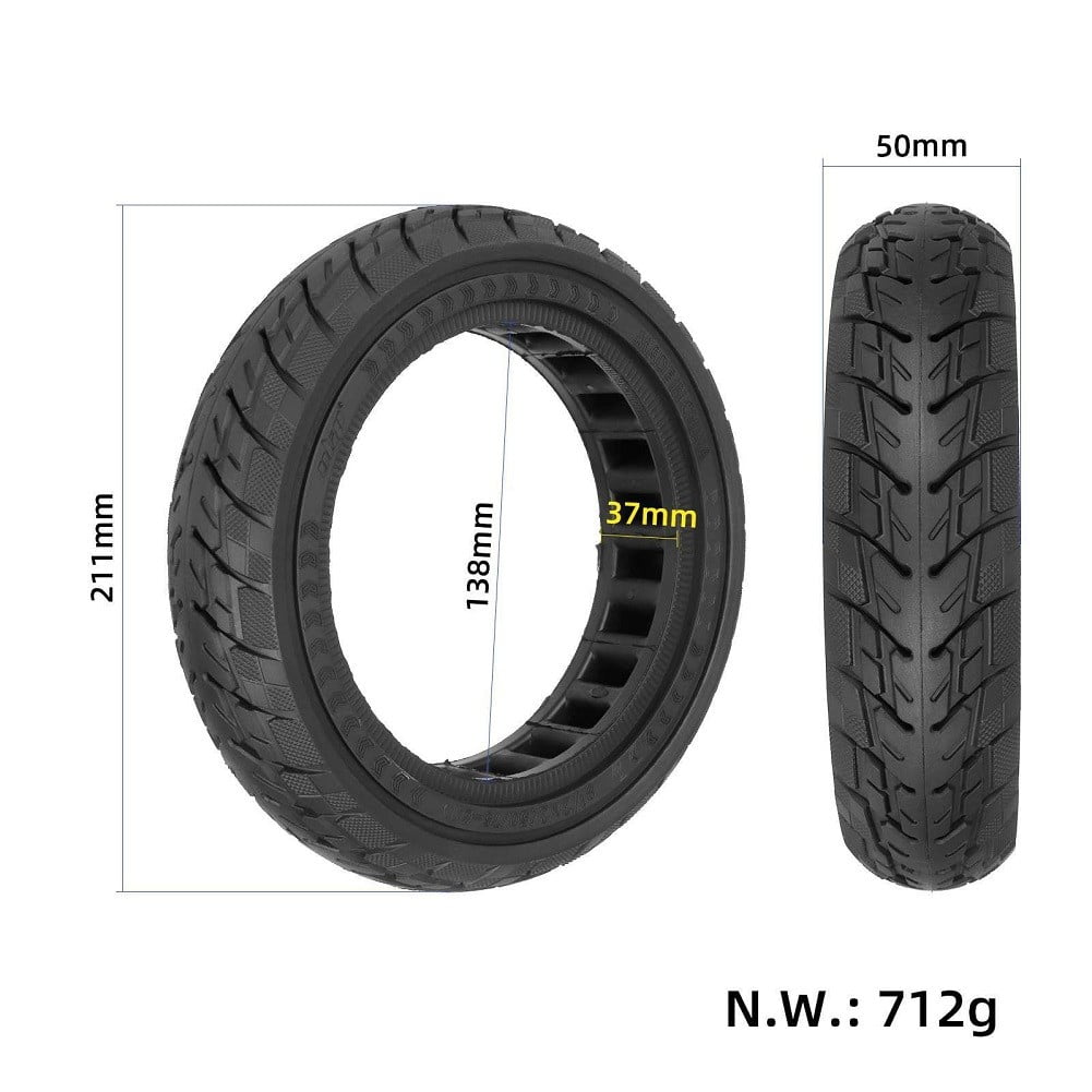 CAIJIEXI 8.5inch 8 1/2*2 Electric Scooter Tyre 50/75-6.1 Solid Tire ForXiaomi M365 Rubber Shock Absorbing Solid Tires E-Scooter Parts Black