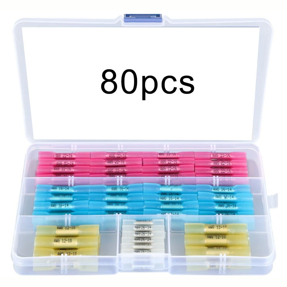 300PCS Blue Heat Shrink Butt Connector, Waterproof Self Solder Heat Shrink Butt Connector Solder Sleeve Electrical Butt Splice For Automotive Marine Boat Trailer Truck 16 14 Awg
