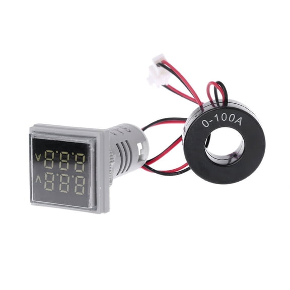 CAIJIEXI AC 0-100A Voltmeter Ammeter LED Dual-Digital Volt Amp Meter Gauge New AC 60-500V White