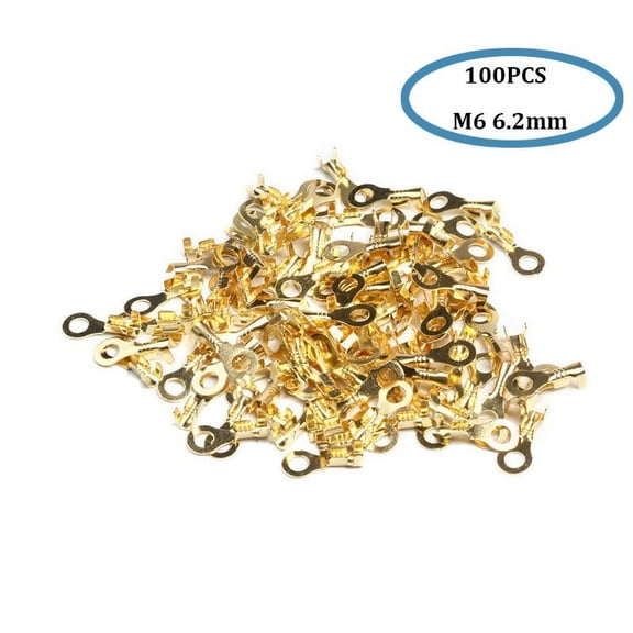 CAIJIEXI Crimp Ring Terminals Wire Connectors Kit with 100pcs Brass Insulation Pack 6.2mm