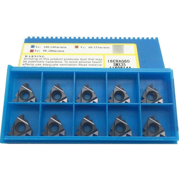CAIJIEXI Industry Tool Threading Inserts 10 Pcs/ Set 16ER AG60 Carbide High Grip Strength Indexable for Stainless Steel