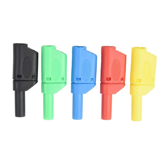 CAIJIEXI Male Retractable Sheath Stackable Solder Connectors 5pcs Safety 4mm Banana Plug PA Plastic Shell for Fire Safety and Stability