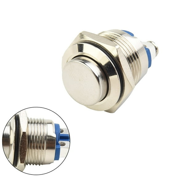 CAIJIEXI Metal Waterproof Push Button Switch High Flat Head Momentary Reset Push Button Switch for Circuit Control Electromagnetic Start