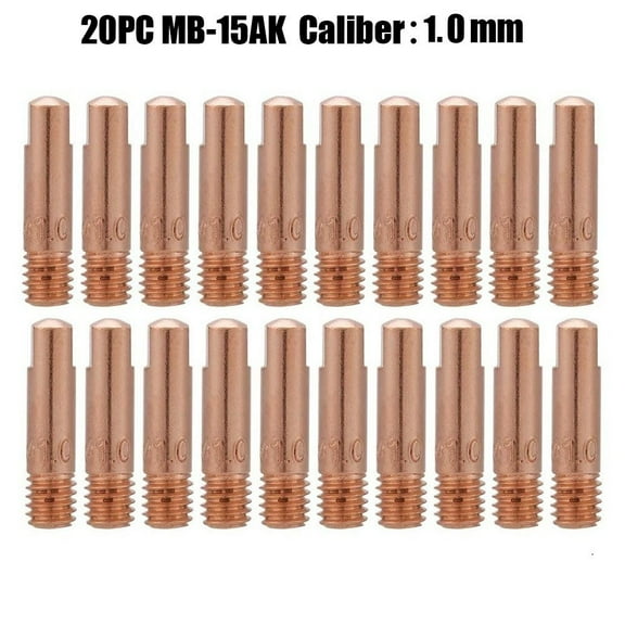 CAIJIEXI Mig/Mag Contact Welding Torch Nozzle Contact Tip Fits MB-15AK Gas Nozzle M6*25mm Tip Gas Nozzle Welding Torch Contact Useful 1.0mm