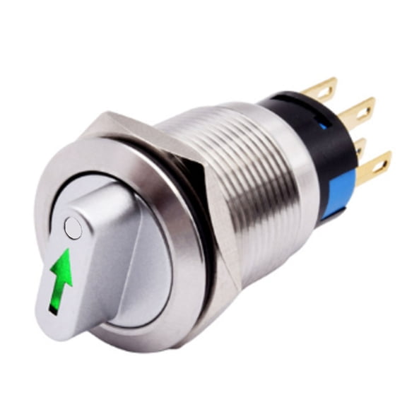 CAIJIEXI Rotary Button Switch 3 Position Arrow Light Momentary Self-reset