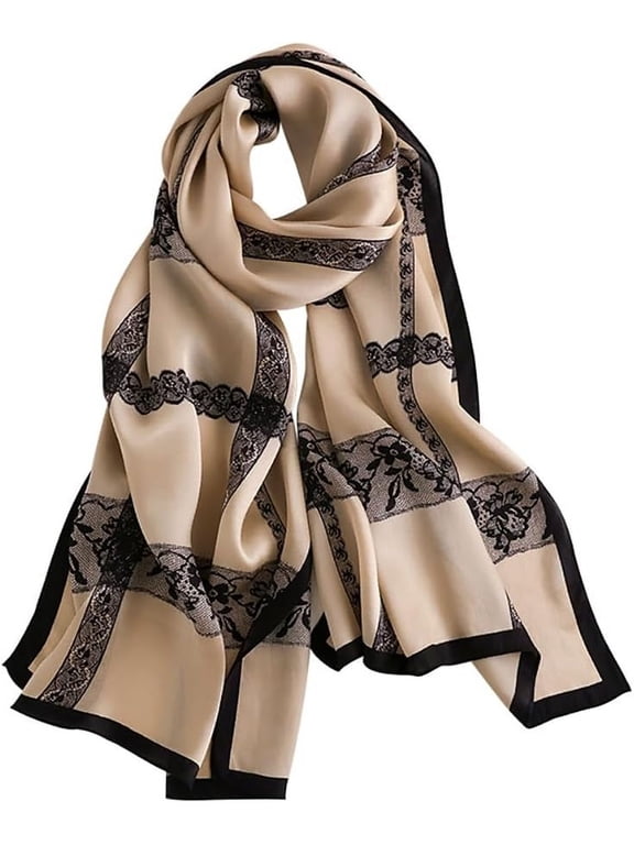 100% Mulberry Silk Long Scarf for Women Large Oblong Sunscreen Shawls Wraps Neck Headscarf Hair Wraps Gift Packed