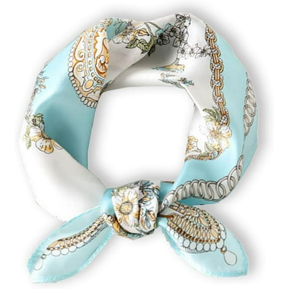 100% Mulberry Silk Neck Scarf - 21'' x 21'' Lightweight Neckerchief - Women Men Small Square Digital Printed Scarves