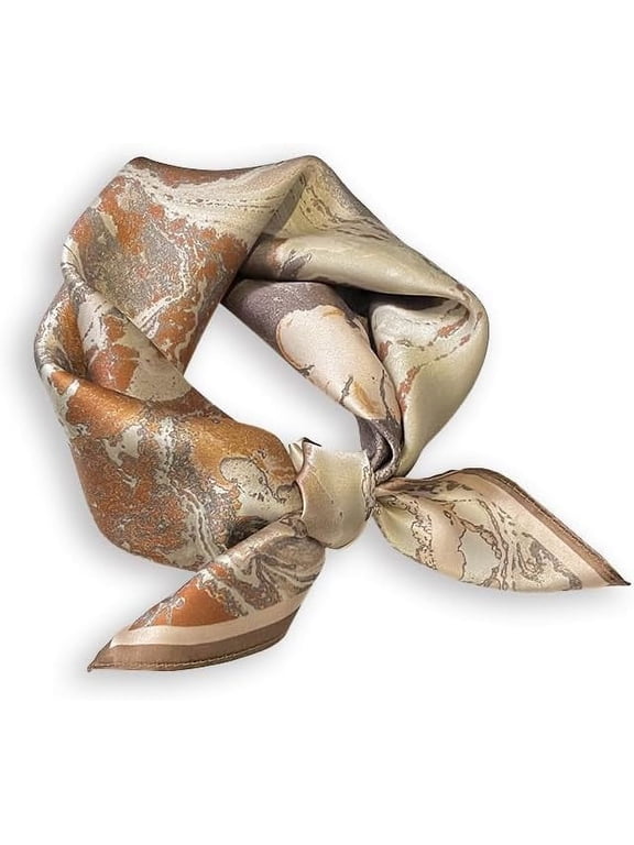 100% Mulberry Silk Neck Scarf - 21'' x 21'' Lightweight Neckerchief - Women Men Small Square Digital Printed Scarves