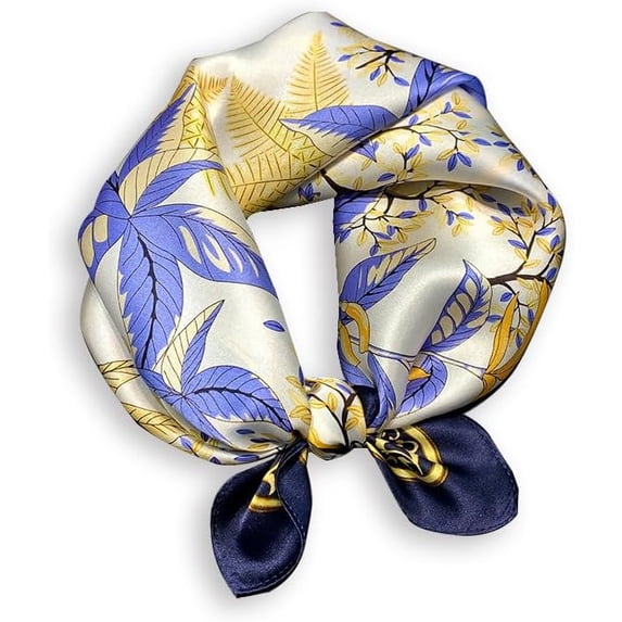 CAILDANL 100% Mulberry Silk Neck Scarf - 21'' x 21'' Lightweight Neckerchief - Women Men Small Square Digital Printed Scarves
