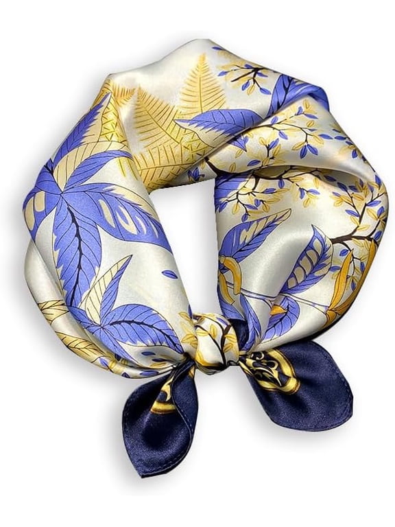 100% Mulberry Silk Neck Scarf - 21'' x 21'' Lightweight Neckerchief - Women Men Small Square Digital Printed Scarves