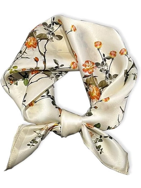 100% Mulberry Silk Neck Scarf - 21'' x 21'' Lightweight Neckerchief - Women Men Small Square Digital Printed Scarves