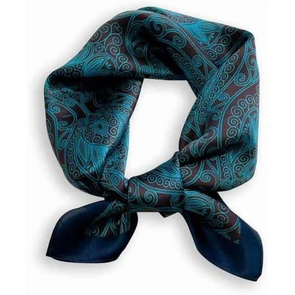 CAILDANL 100% Mulberry Silk Neck Scarf - 21'' x 21'' Lightweight Neckerchief - Women Men Small Square Digital Printed Scarves