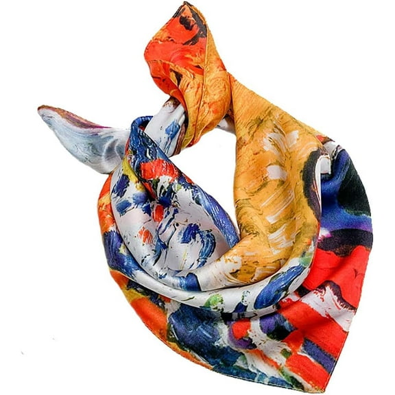 CAILDANL 100% Real Mulberry Silk Scarf -21'' x 21''- Lightweight Neckerchief –Women Men Small Square Digital Printed Scarves
