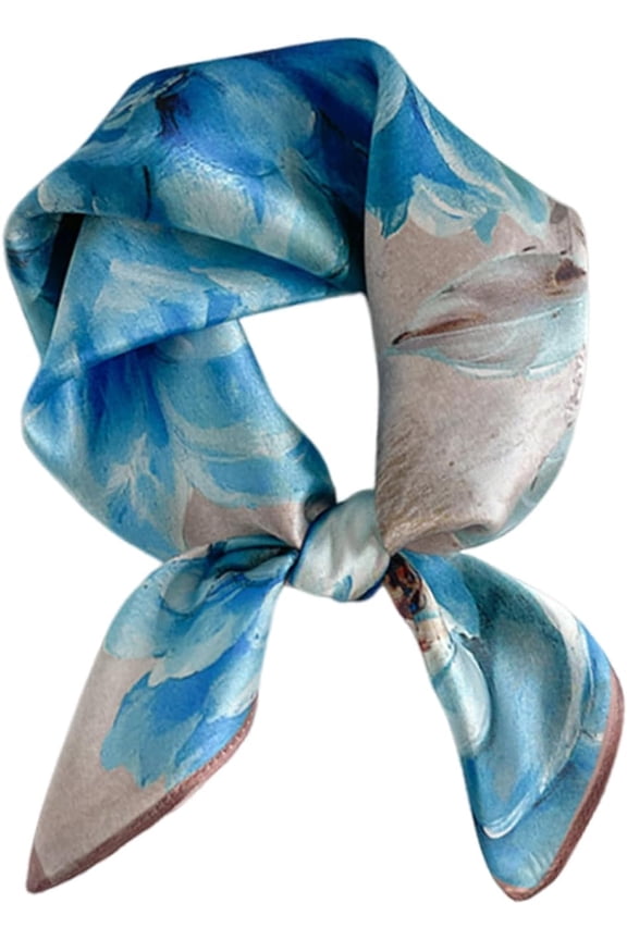 100% Real Mulberry Silk Women Small Square Neck Scarfs 21" Lightweight Headscarf Printed Neckerchief Gift Packed