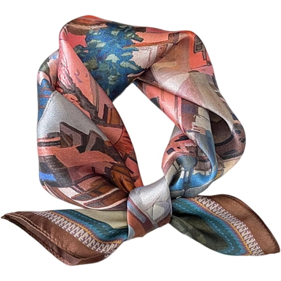 CAILDANL 100% Real Mulberry Silk Women Small Square Neck Scarfs 21" Lightweight Headscarf Printed Neckerchief Gift Packed
