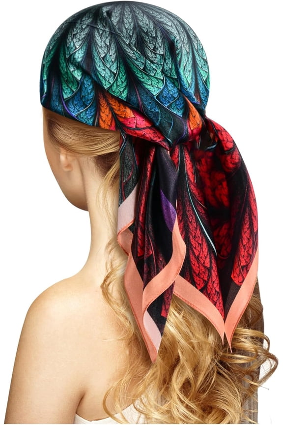 100% Silk Head Scarf for Women - 27" Hair Scarves Satin Head Scarf Bandanas Square Silk Hair Night Sleeping with Gift Packed