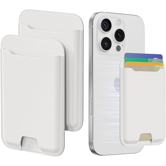 CAILDANL 2 Packs Phone Card Holder, Leather Phone Wallet Stick on, Stronger Nano Adhesive Credit Card Holder for Back of Phone Case, With RFID Blocking, Fit 4 Cards for iPhone, Samsung, and Android