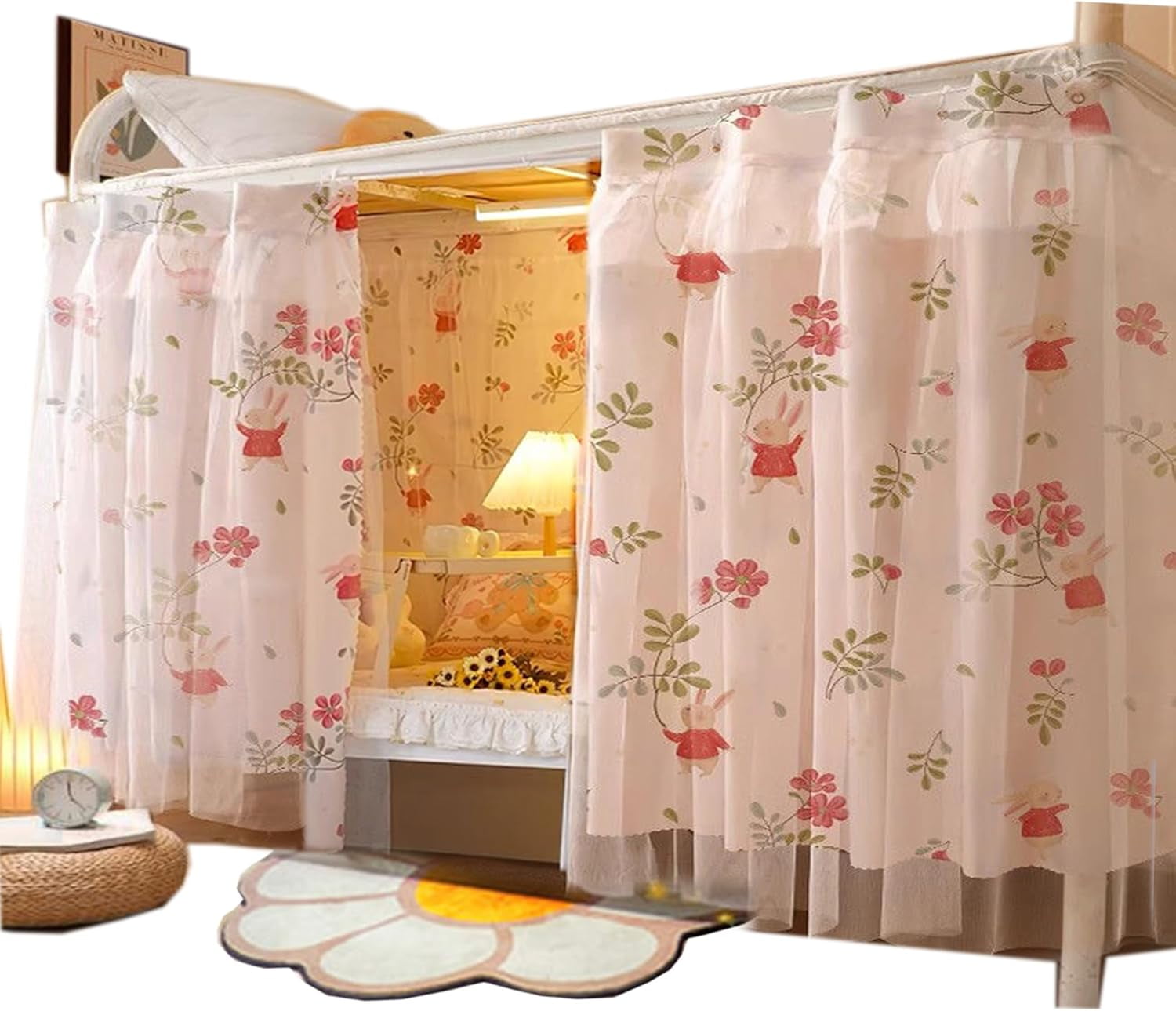 CAILDANL 2 Panels,Bottom Bunk Bed Curtains Cloth Breathable Bed Canopy Students Curtain Shading Nets for Single Bed