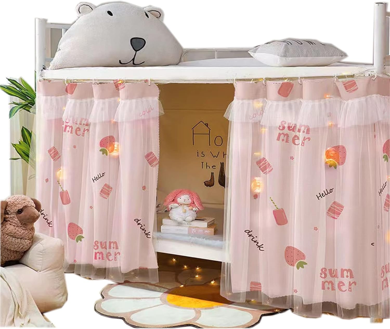 CAILDANL 2 Panels,Bottom Bunk Bed Curtains Cloth Breathable Bed Canopy Students Curtain Shading Nets for Single Bed