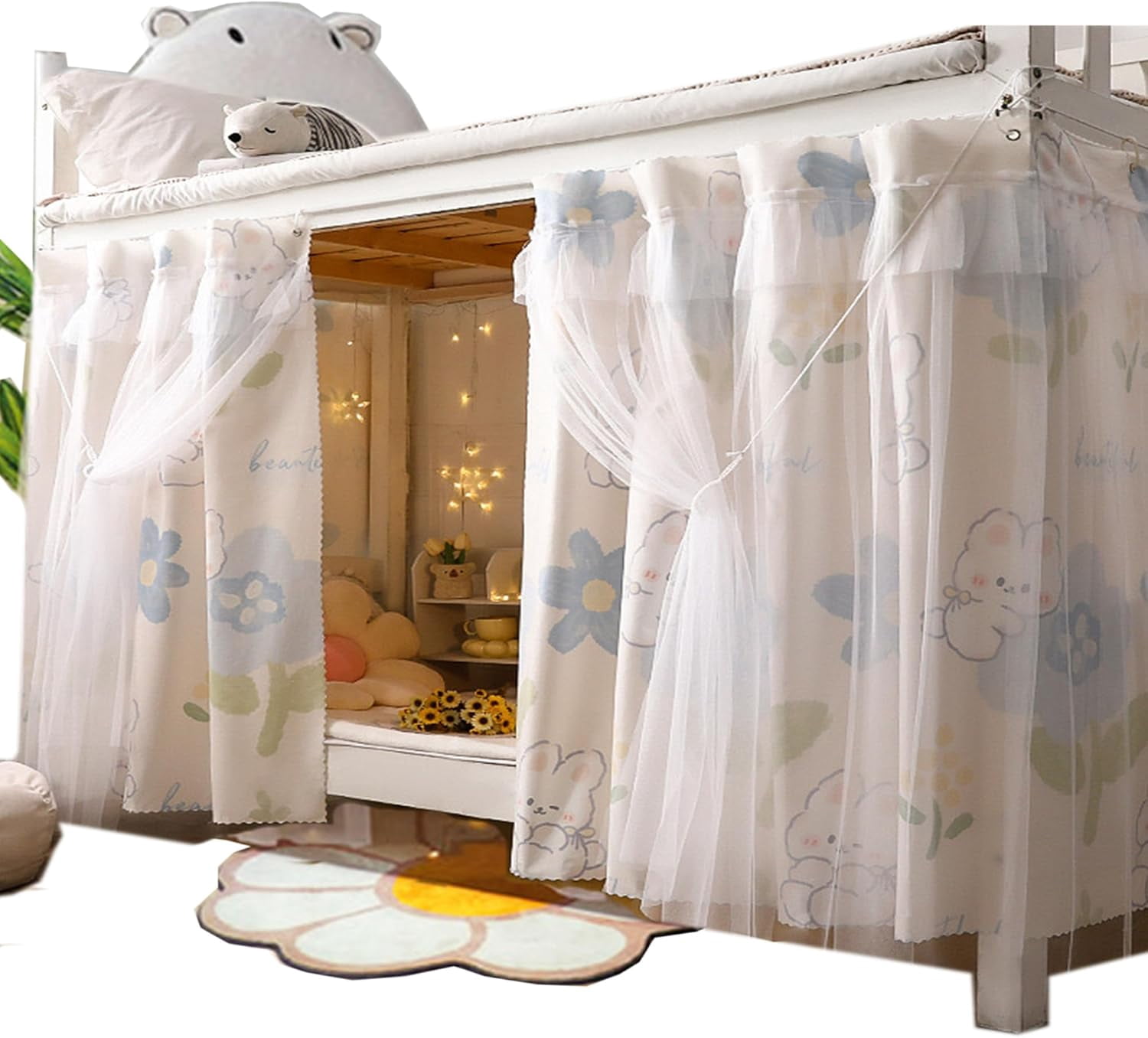 CAILDANL 2 Panels,Bottom Bunk Bed Curtains Cloth Breathable Bed Canopy Students Curtain Shading Nets for Single Bed