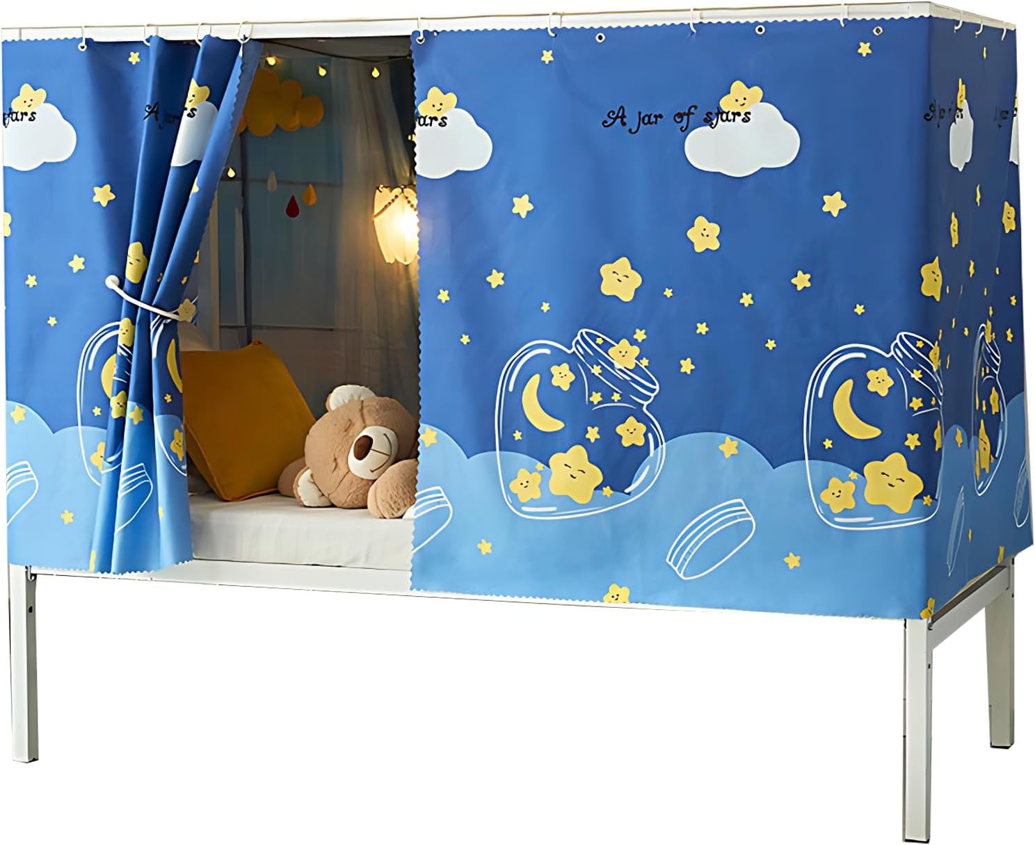 CAILDANL 2 Panels, Stars Galaxy Student Kids Bunk Bed Curtain Room Blackout Decorative Dorm Room Privacy Protection Canopy