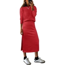 CAILDANL 2 Piece Skirts Sets For Women Fall Fashion 2025 Striped Sweater Midi Dress Knit Lounge Travel Outfits Winter Clothes