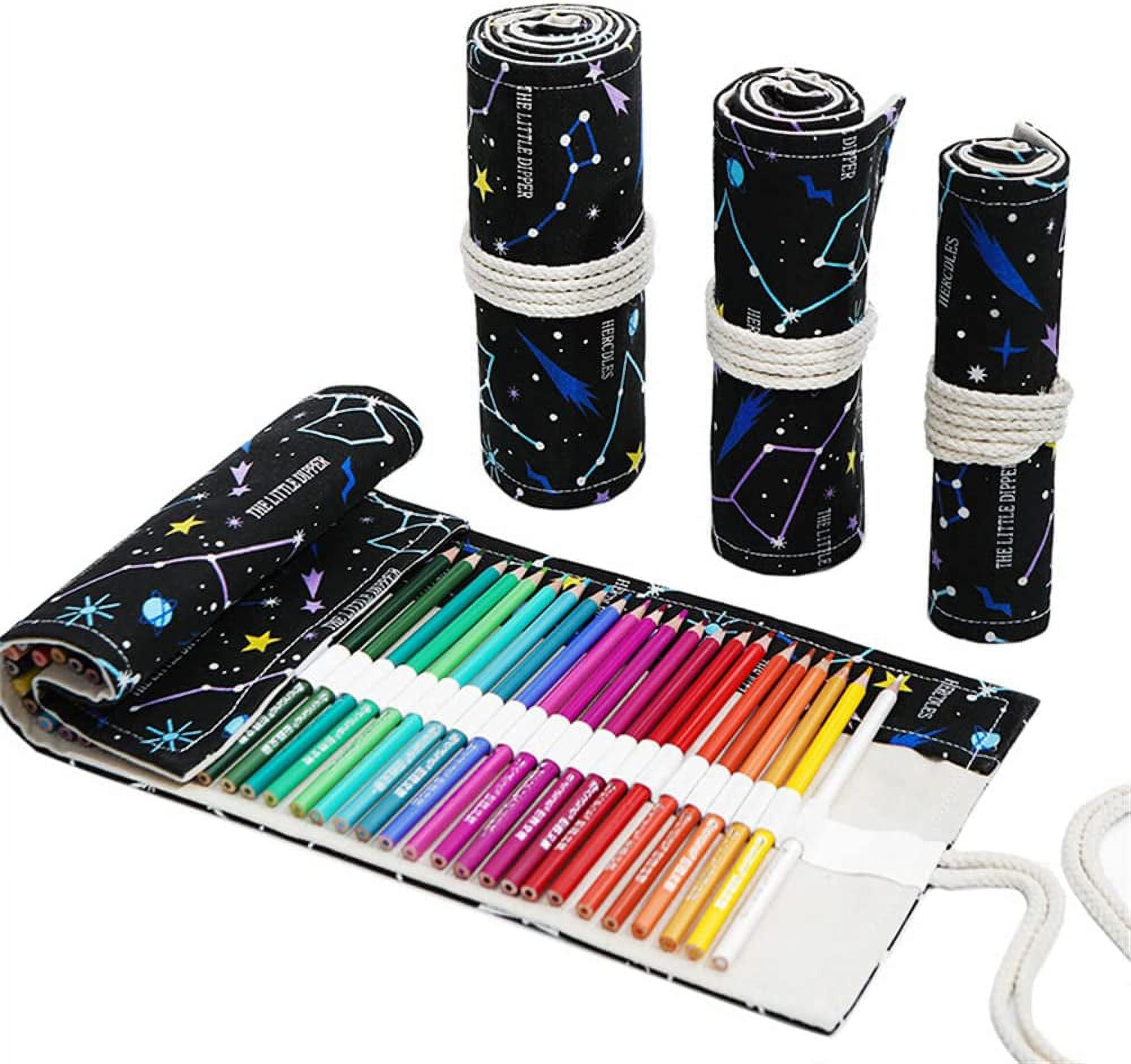 CAILDANL 24/36/72 Slots Pencil Wrap Pencil Rolls, Artist Colored ...