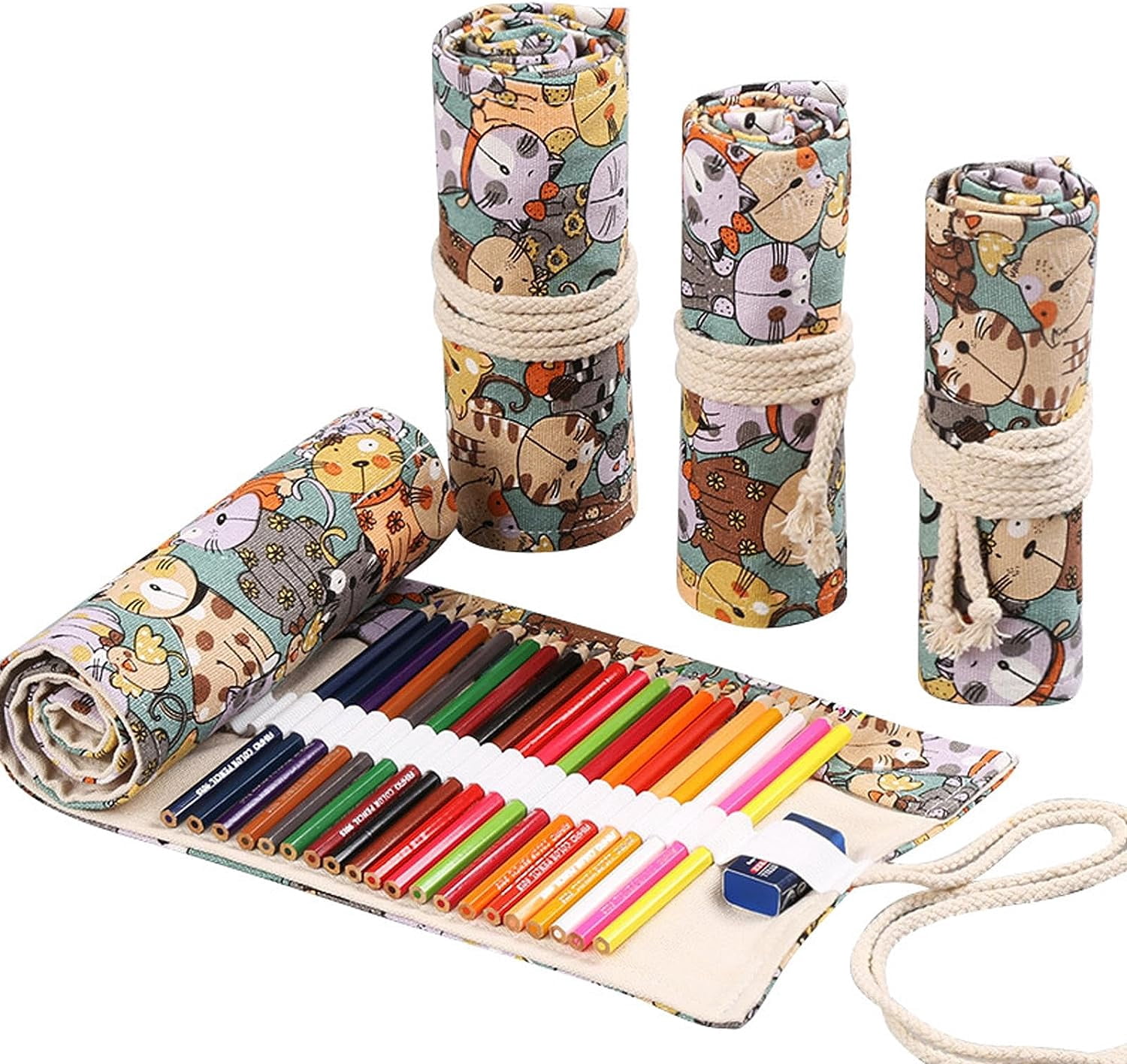 CAILDANL 24/36/72 Slots Pencil Wrap Pencil Rolls, Artist Colored ...