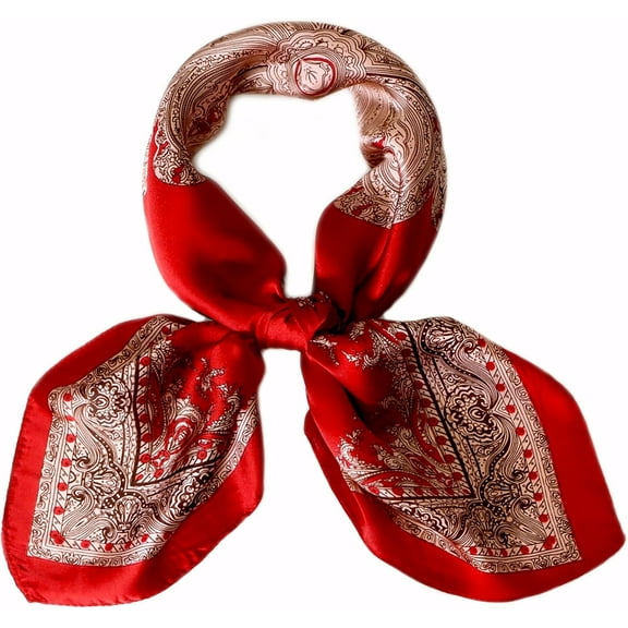 CAILDANL 27.5'' Silk Feeling Scarf Medium Square Satin Head Neck Scarf for Women Hair Sleeping at Night