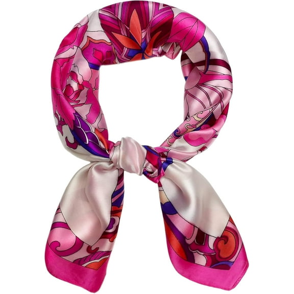 CAILDANL 27.5'' Silk Feeling Scarf Medium Square Satin Head Neck Scarf for Women Hair Sleeping at Night