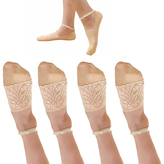 CAILDANL 4 Pair Pearl Lace Socks for Women, Crystal Tulle Pearl Summer Socks