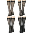 thumbnail image 1 of CAILDANL 4 Pairs Women's Lace Socks Mesh Lace Knee High Socks for Women, 1 of 7