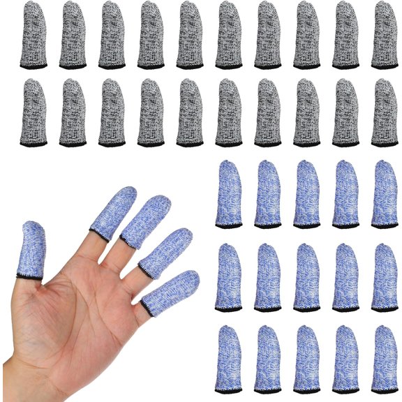 CAILDANL 40 Pieces Cut Resistant Finger Cots, Reusable Finger Protectors, Breathable Thumb Protector for Kitchen Work Sculpture Stained Glass Projects, Finger Protector Gloves for Nail Biting
