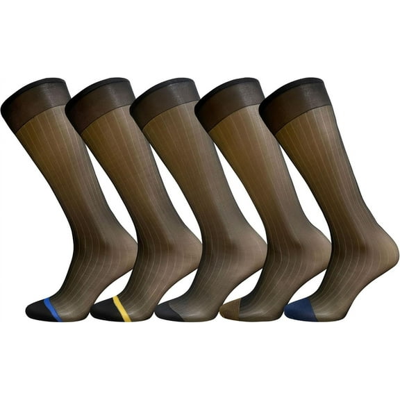CAILDANL 5 Pairs Mens Silk Sheer Socks Ultra Thin Nylon Dress Sock Daily Casual Stockings Work Business Sox