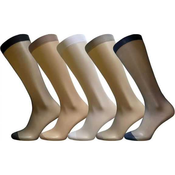 CAILDANL 5 Pairs Mens Silk Sheer Socks Ultra Thin Nylon Dress Sock Daily Casual Stockings Work Business Sox